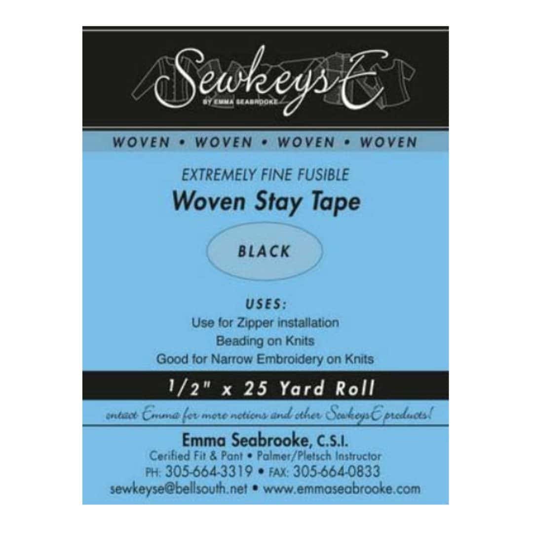 1/2" Extremely Fine Woven Stay Tape in Black