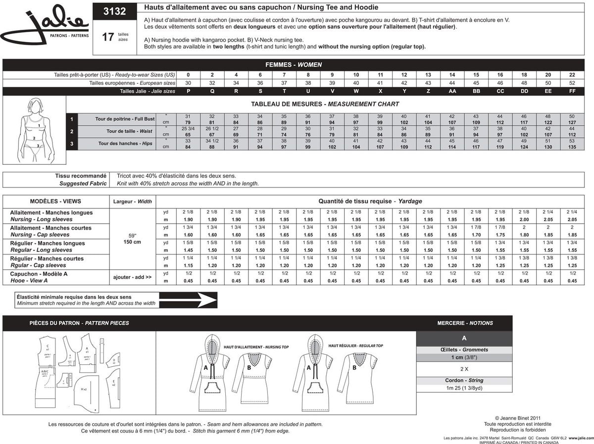 Jalie 3132 Nursing Tee & Hoodie Pattern - Image 4