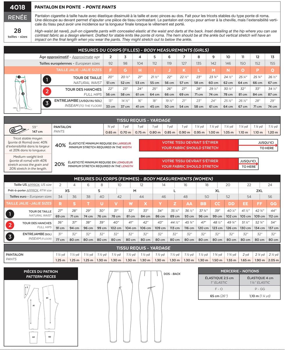 Jalie 4018 Renee Ponte Pants Pattern - Image 9