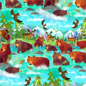 Animal Kingdom - Bathing Bears QC in Turquoise