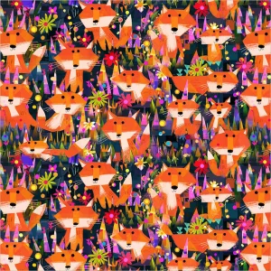 Animal Kingdom - Foxes and Flowers QC in Midnight Blue