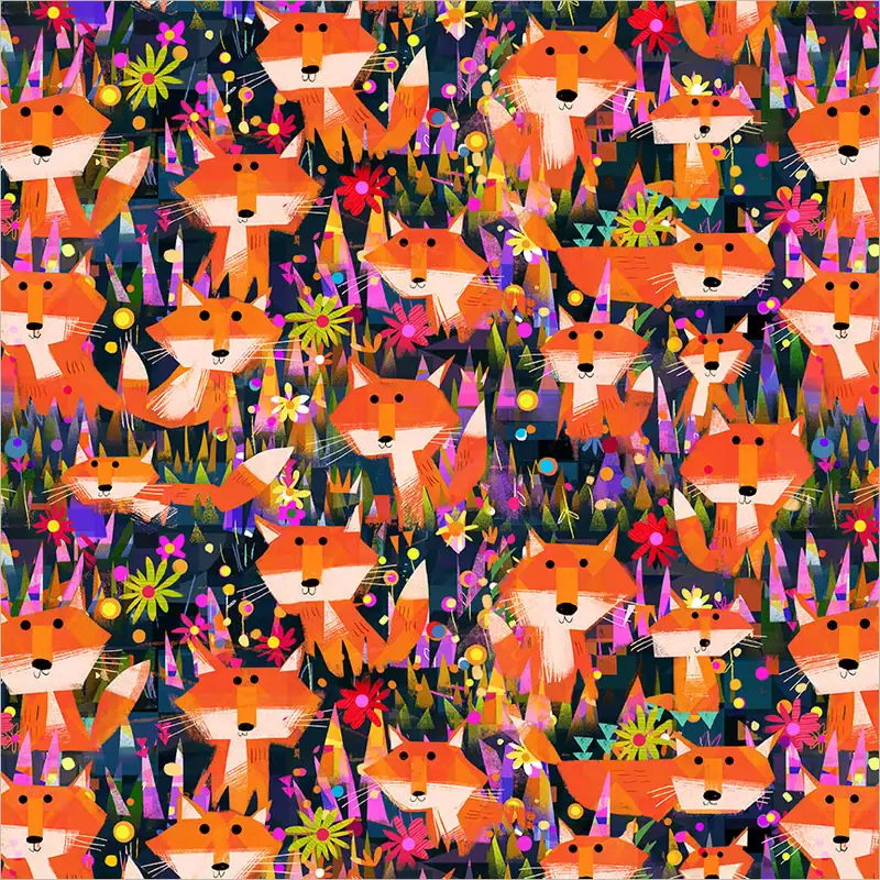 Animal Kingdom - Foxes and Flowers QC in Midnight Blue