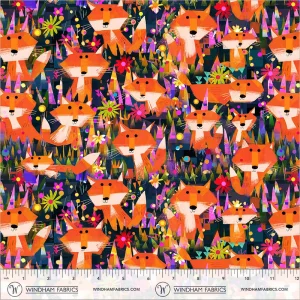 Alternative view of Animal Kingdom - Foxes and Flowers QC in Midnight Blue