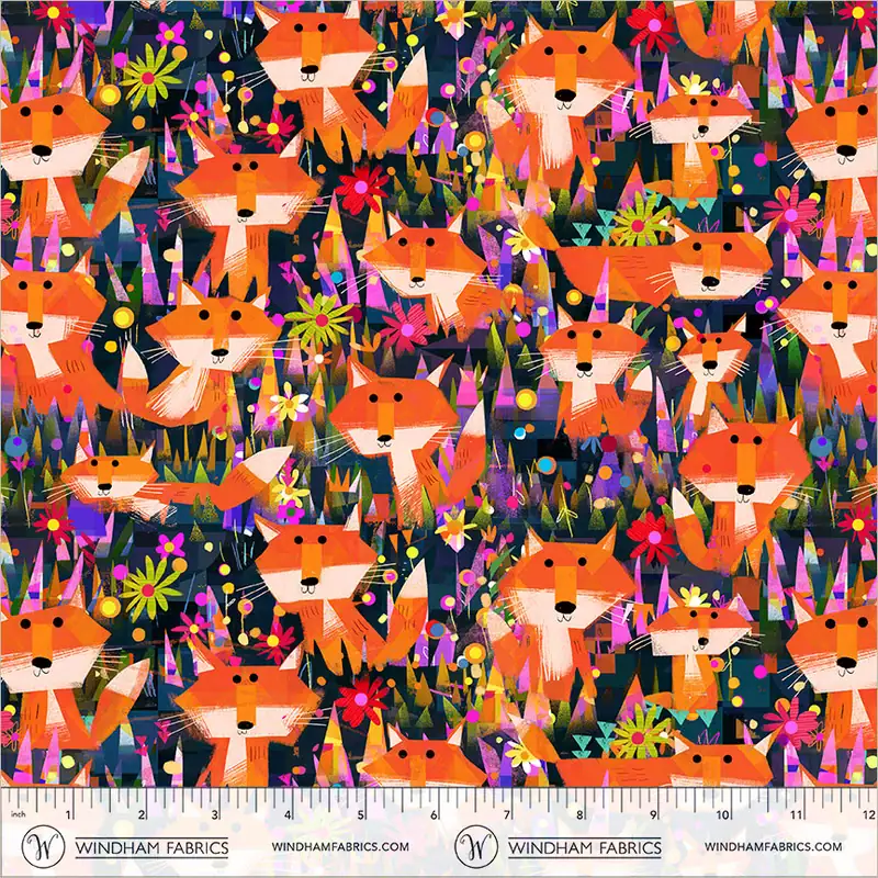 Animal Kingdom - Foxes and Flowers QC in Midnight Blue - Image 2