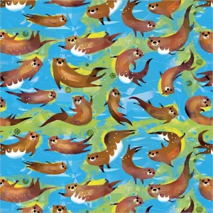 Animal Kingdom - Swimming Otters QC in Cyan