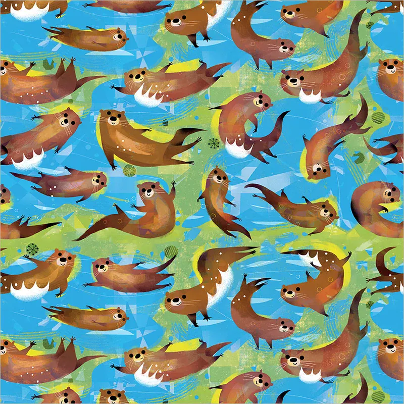 Animal Kingdom - Swimming Otters QC in Cyan