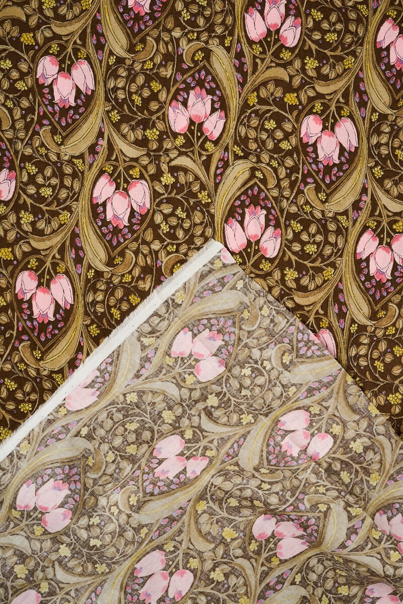 Art Nouveau Cotton Shirting in Chocolate - Image 3