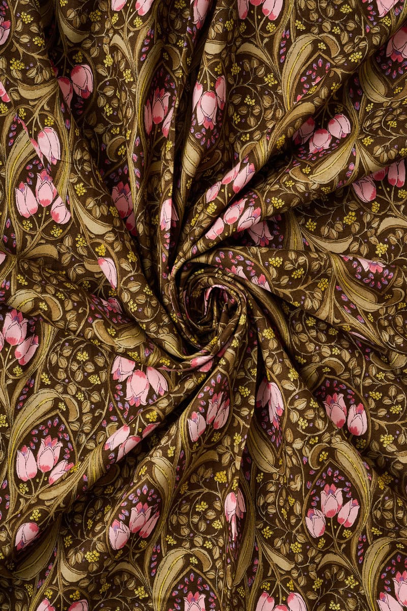 Art Nouveau Cotton Shirting in Chocolate - Image 5