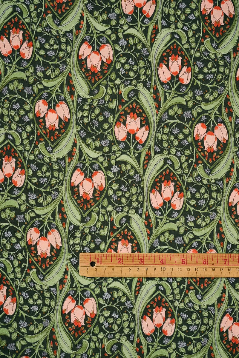 Art Nouveau Cotton Shirting in Forest - Image 2