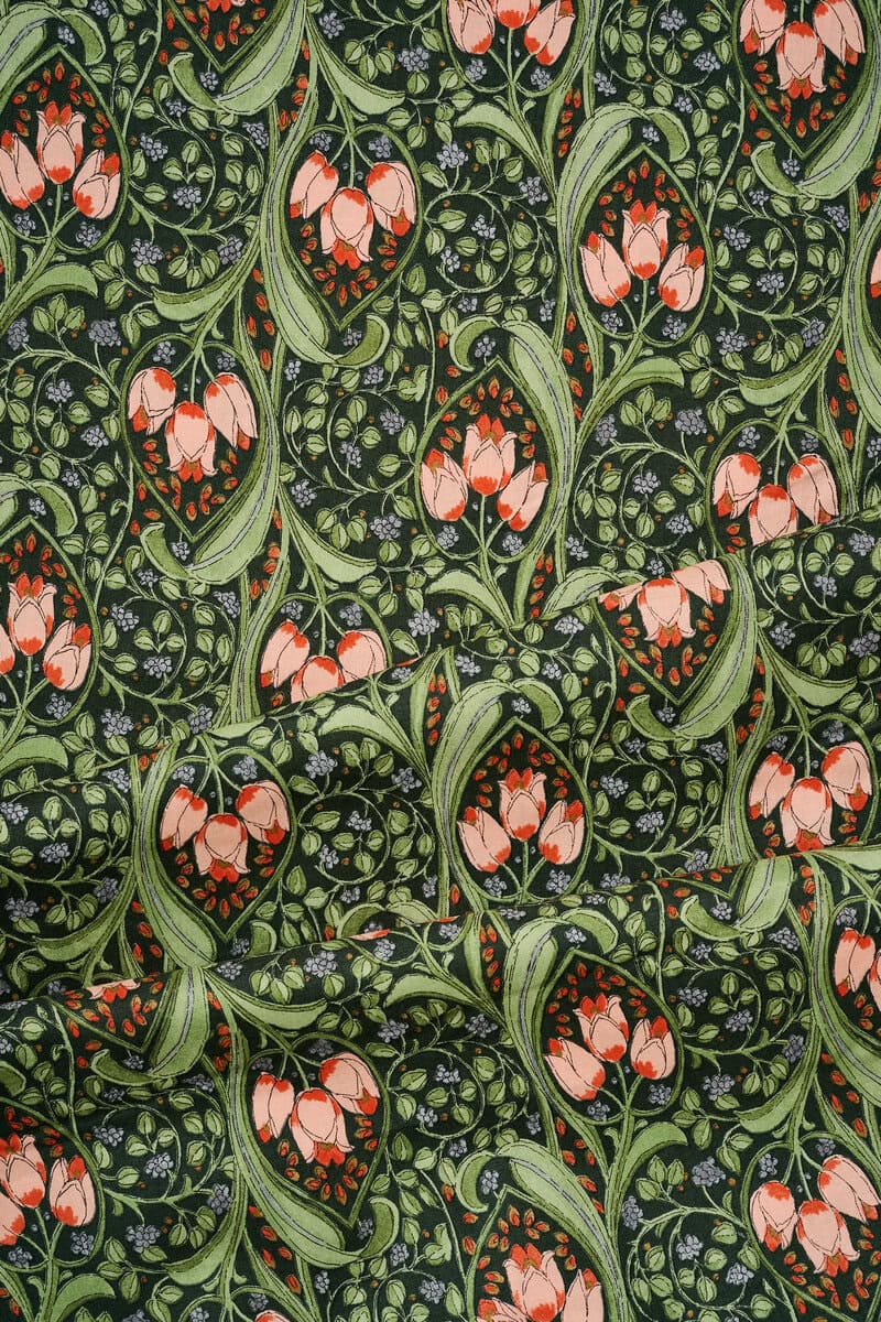 Art Nouveau Cotton Shirting in Forest