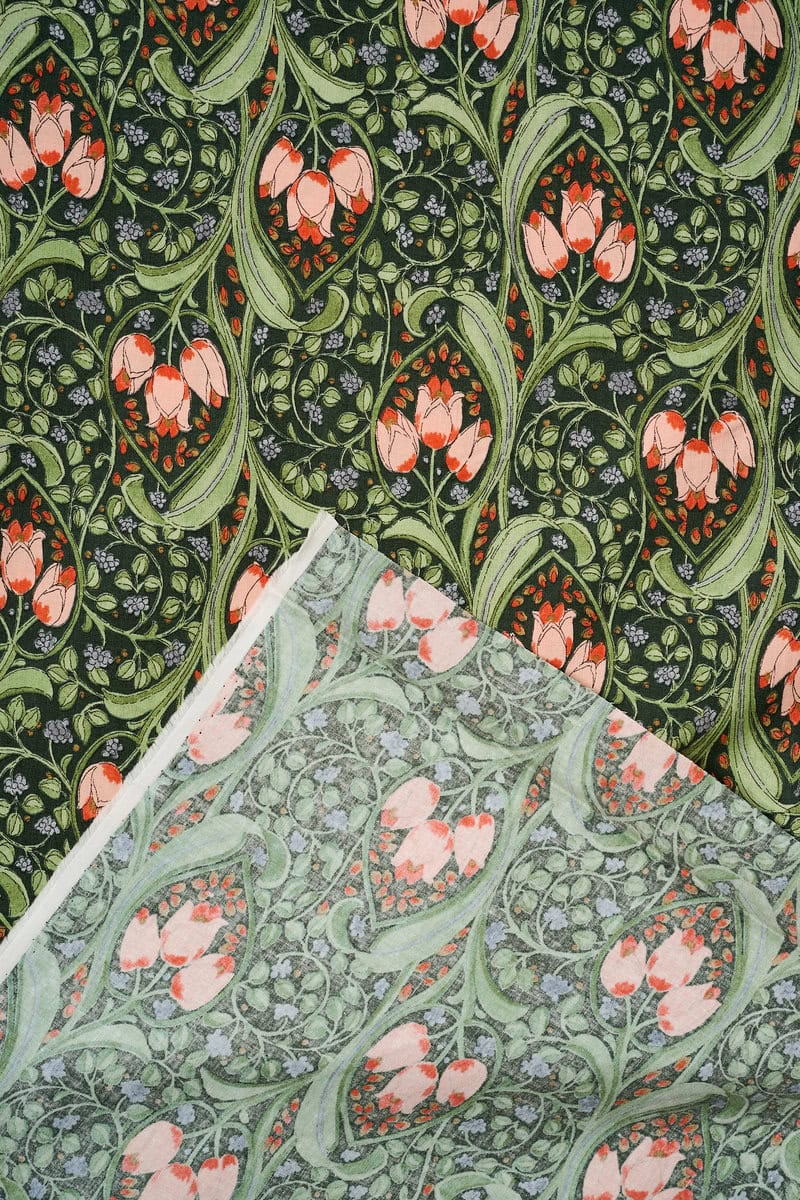 Art Nouveau Cotton Shirting in Forest - Image 3