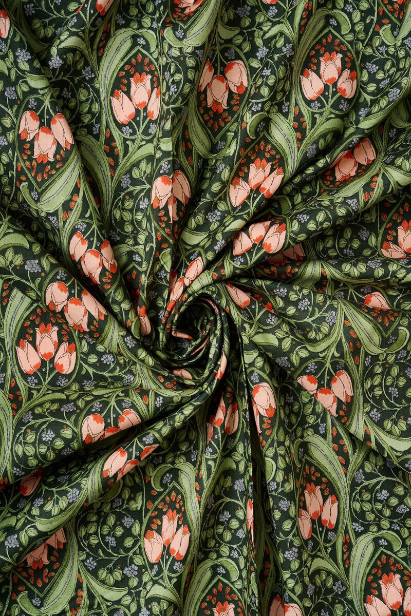 Art Nouveau Cotton Shirting in Forest - Image 5