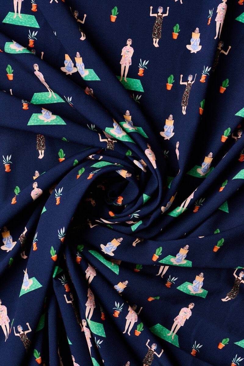 Designer Relaxation Rayon in Navy - Image 6