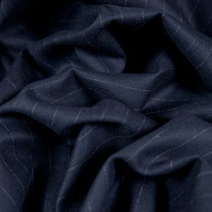 Midweight Pinstripe Italian Wool in Navy - Image 3