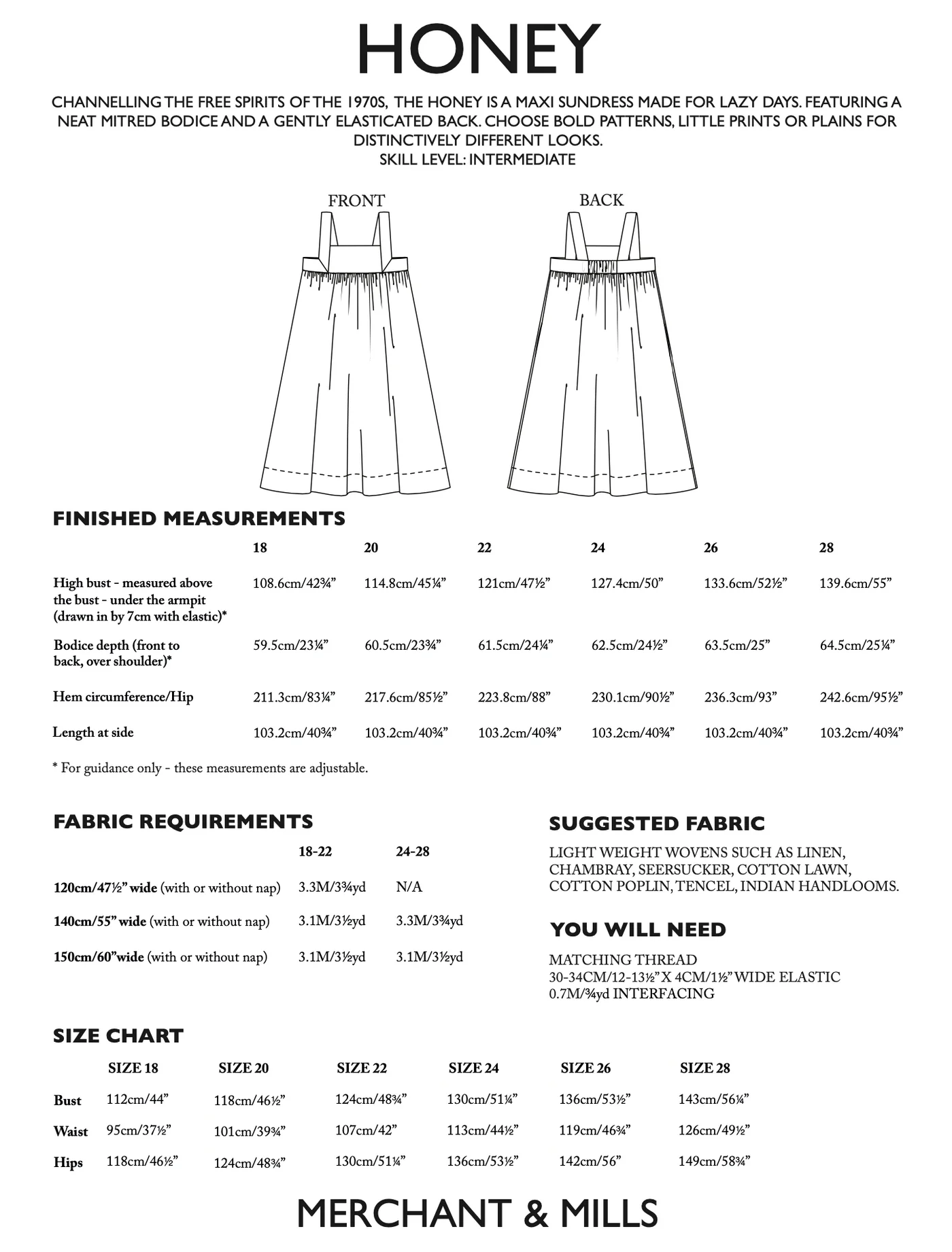 Merchant & Mills Honey Pattern (6-18 & 18-28) - Image 3