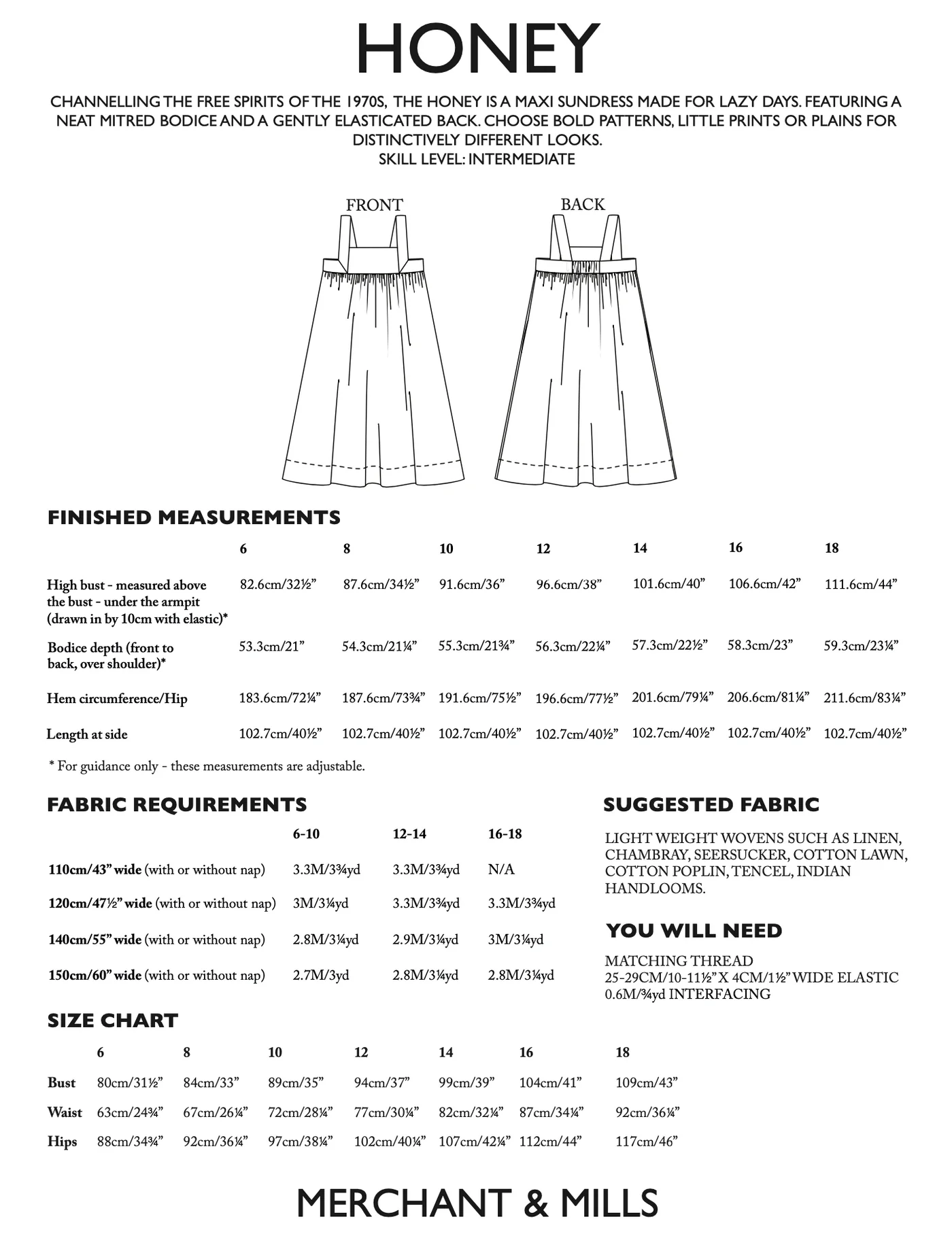 Merchant & Mills Honey Pattern (6-18 & 18-28) - Image 2