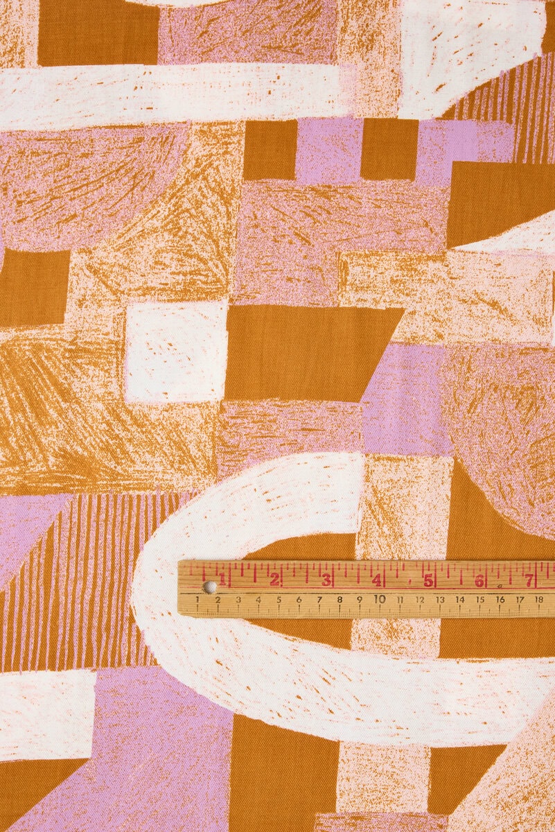 Lightweight Cotton Twill in Golden Abstraction - Image 2
