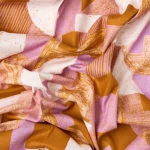 Lightweight Cotton Twill in Golden Abstraction - Image 5