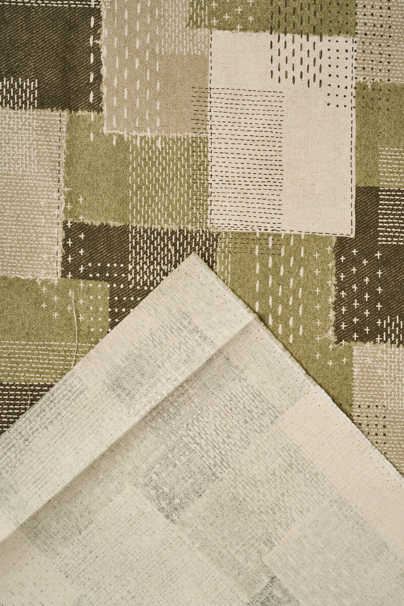 Sashiko Cotton/Linen Canvas in Green - Image 3