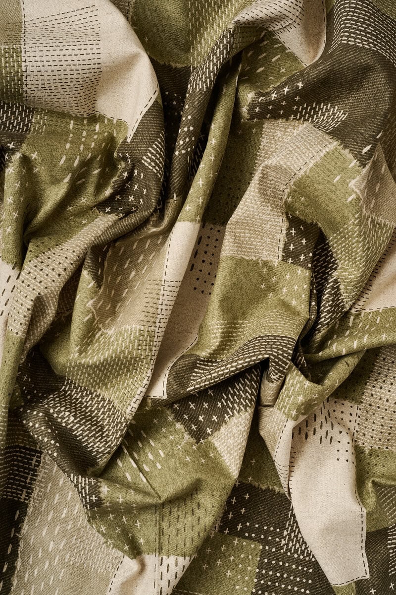 Sashiko Cotton/Linen Canvas in Green - Image 4