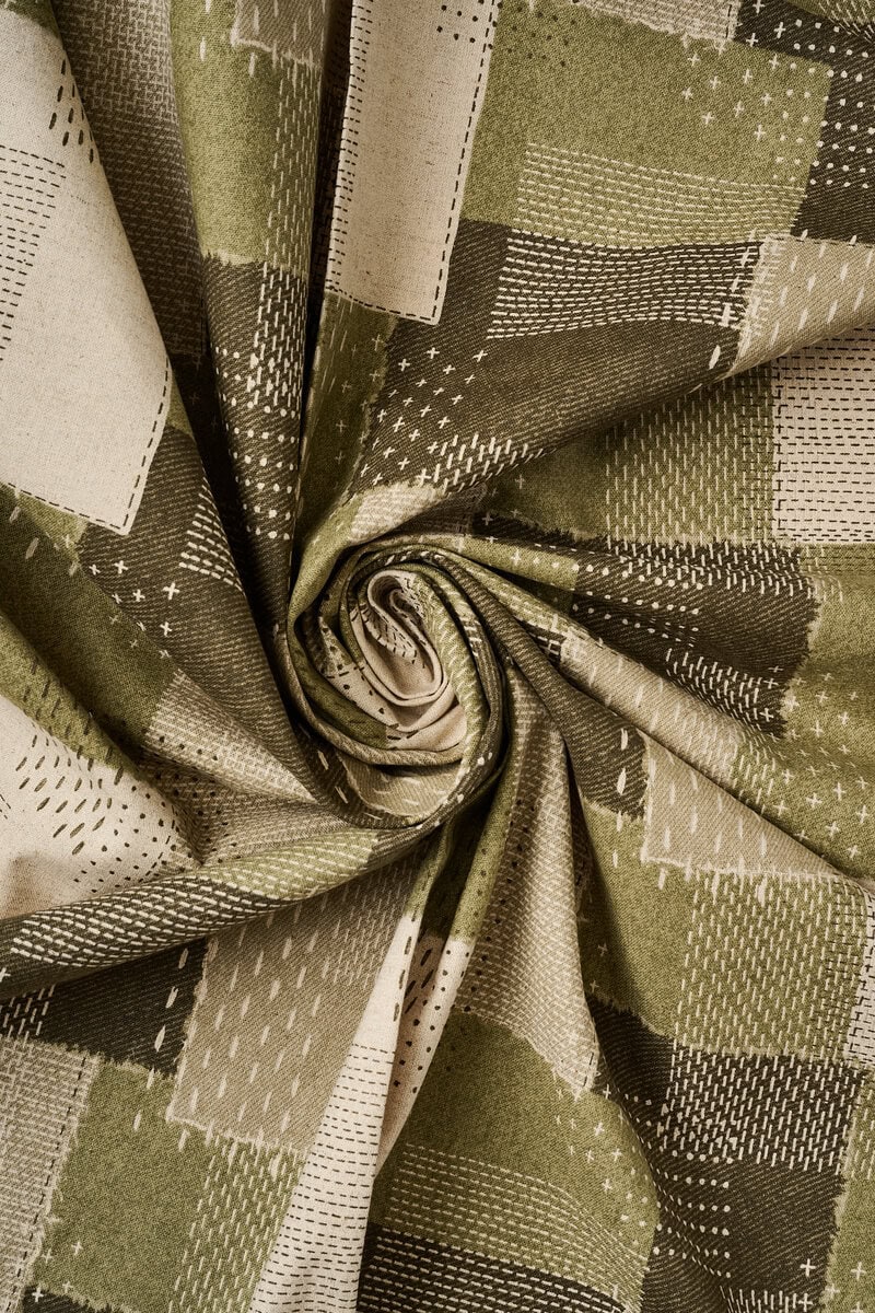 Sashiko Cotton/Linen Canvas in Green - Image 5
