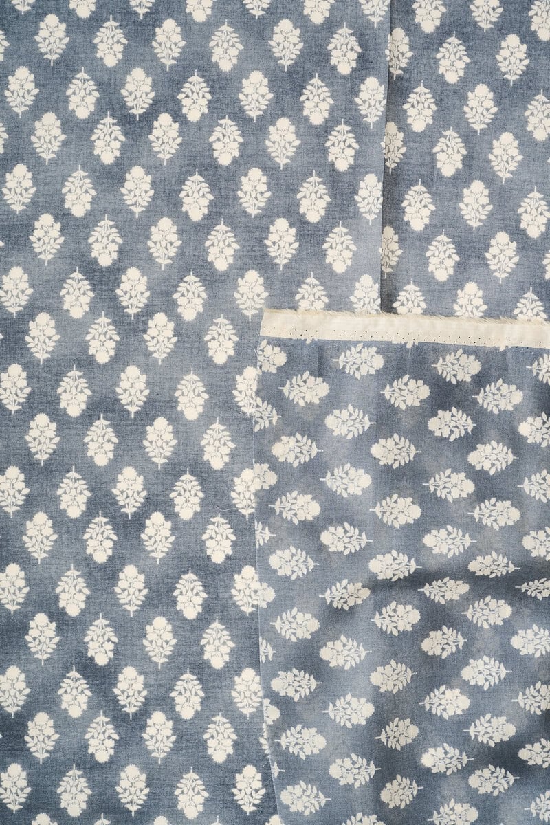 Flownny Calico Cotton Lawn in Natural/Charcoal - Image 2