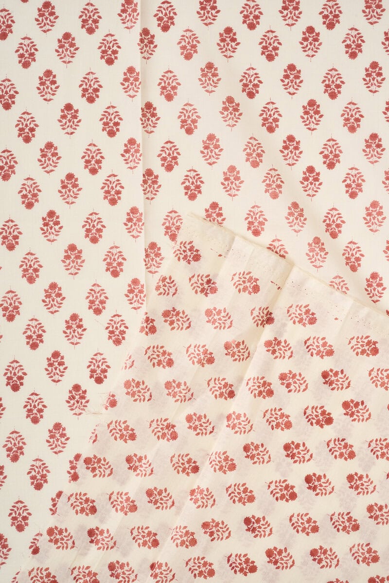 Flownny Calico Cotton Lawn in Red/Natural - Image 3