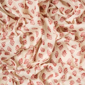 Flownny Calico Cotton Lawn in Red/Natural - Image 4