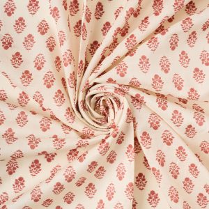 Flownny Calico Cotton Lawn in Red/Natural - Image 5