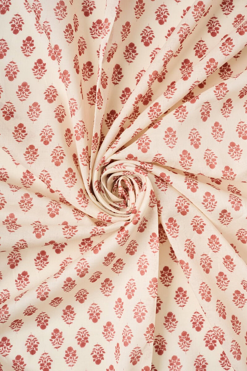 Flownny Calico Cotton Lawn in Red/Natural - Image 5