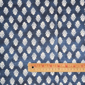 Flownny Calico Cotton Lawn in Natural/Navy - Image 2