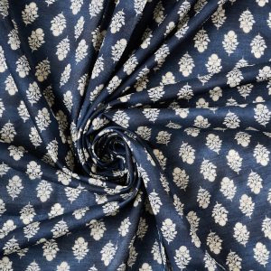 Flownny Calico Cotton Lawn in Natural/Navy - Image 5