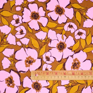 Alternative view of Cotton Sateen Floral in Orchid/Brown