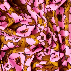 Cotton Sateen Floral in Orchid/Brown - Image 4