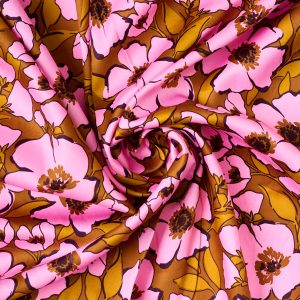 Cotton Sateen Floral in Orchid/Brown - Image 5