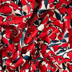 Cotton Sateen Floral in Red/Black - Image 4