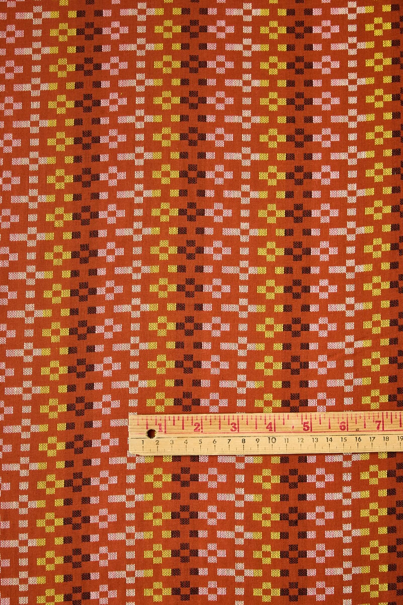Warp & Weft Mystic Fable - Flowers Cotton in Terracotta - Image 2
