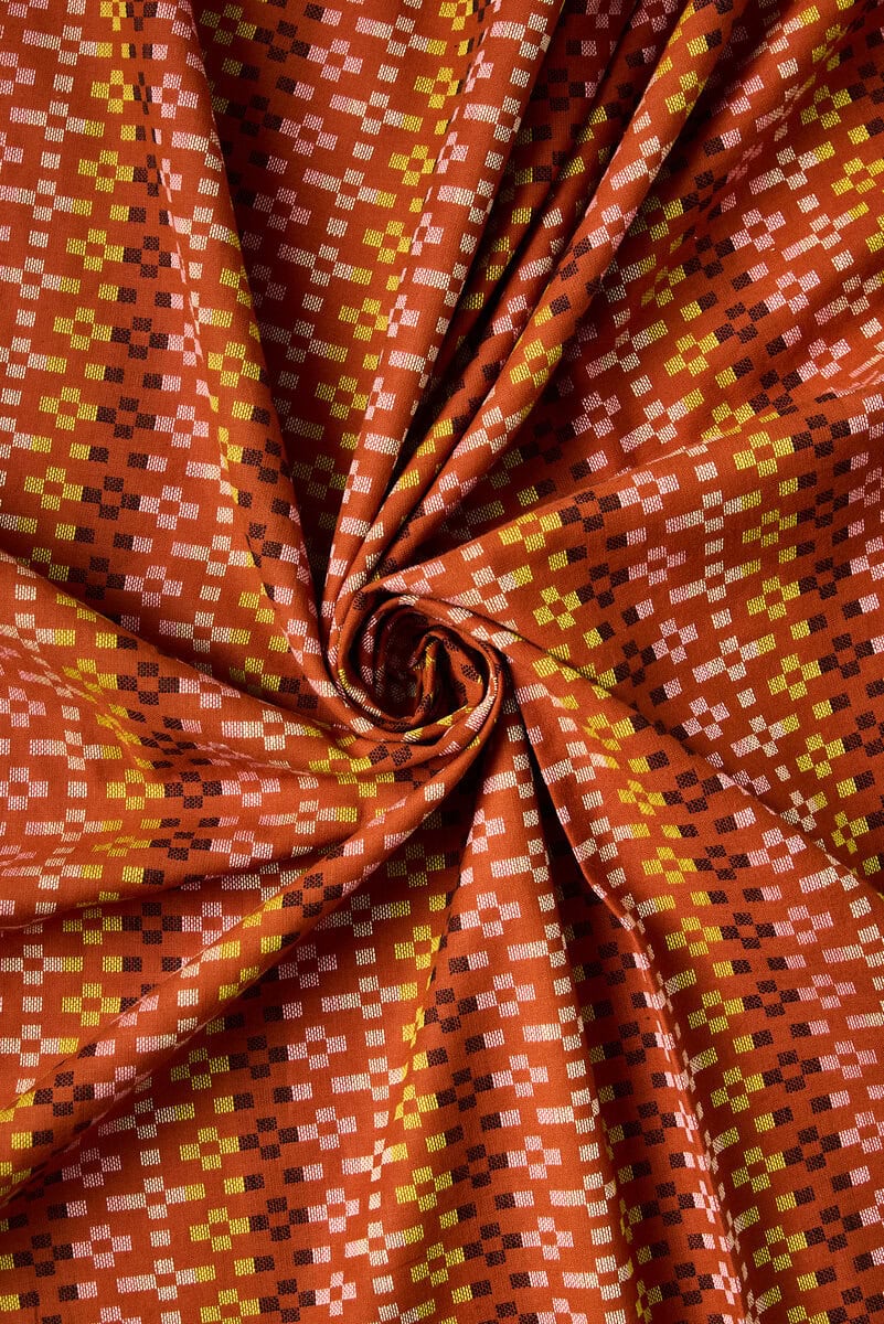 Warp & Weft Mystic Fable - Flowers Cotton in Terracotta - Image 5