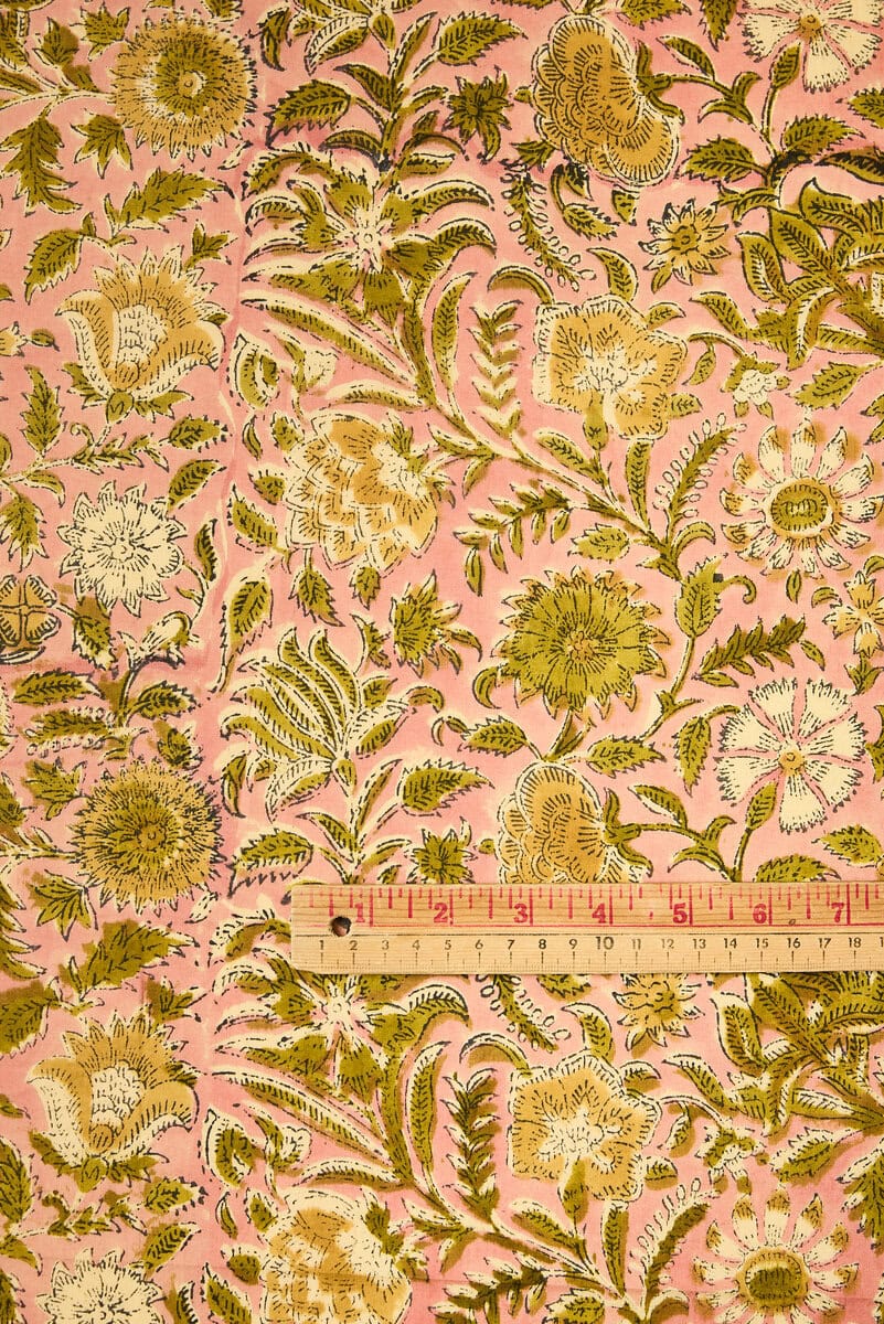 Block Print Indian Cotton in Maricel Pinks - Image 2