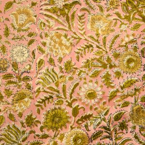 Block Print Indian Cotton in Maricel Pinks