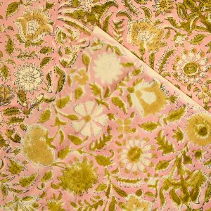 Block Print Indian Cotton in Maricel Pinks - Image 3