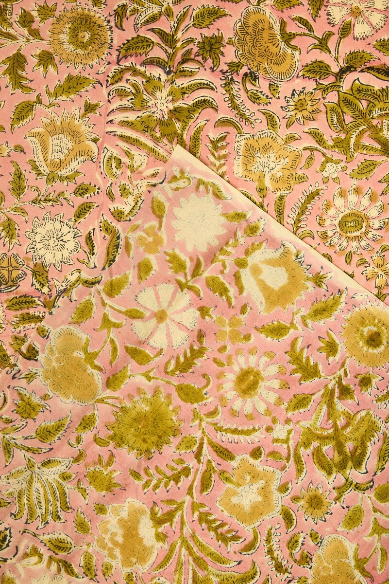 Block Print Indian Cotton in Maricel Pinks - Image 3