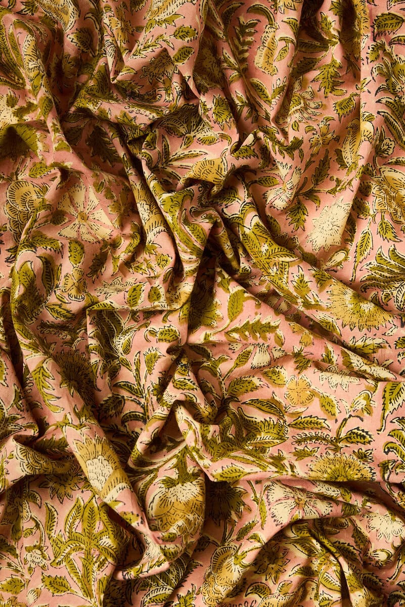 Block Print Indian Cotton in Maricel Pinks - Image 4