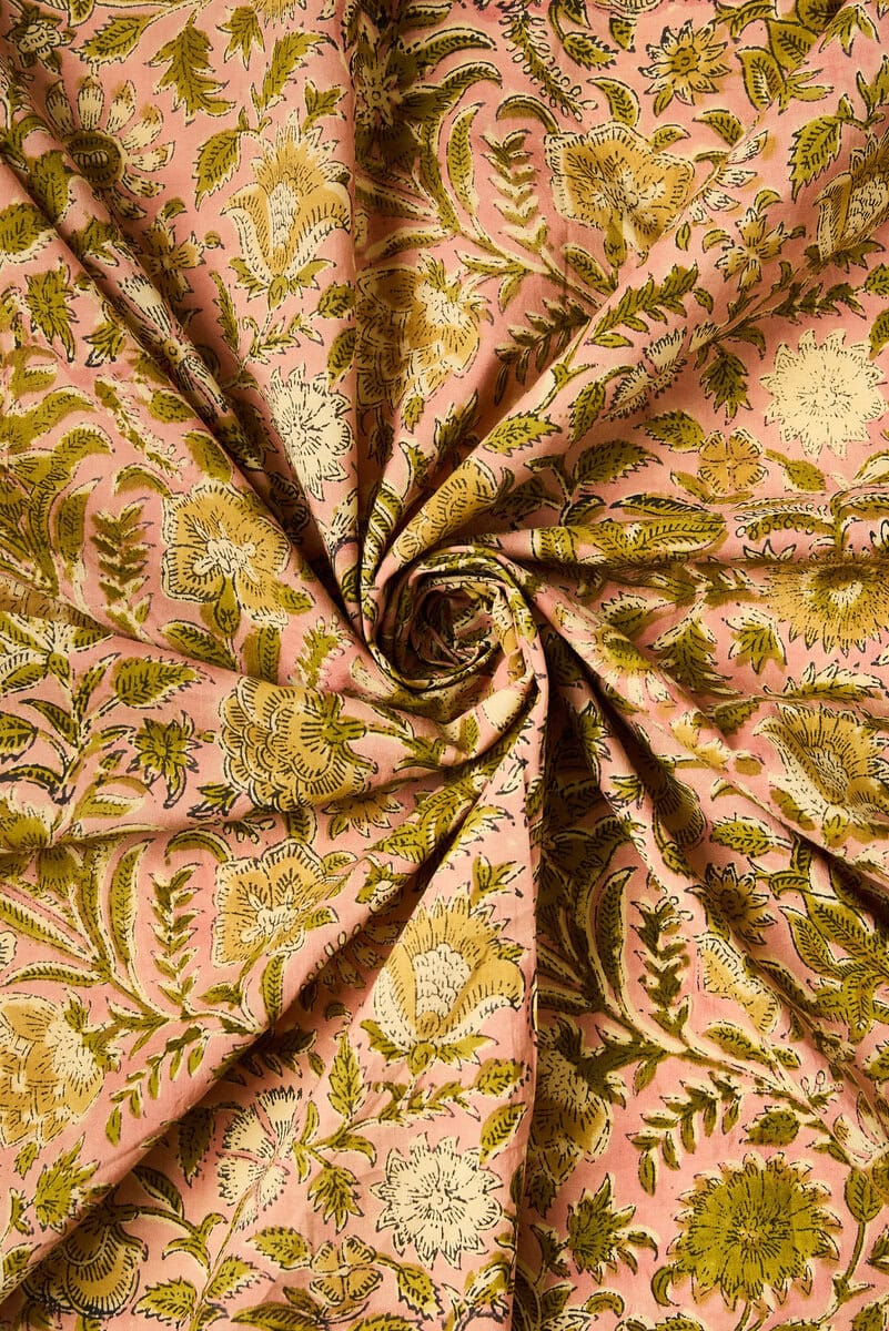 Block Print Indian Cotton in Maricel Pinks - Image 5
