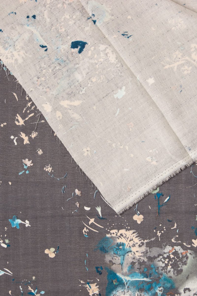 Nani IRO Double Gauze in Charcoal Floral - Image 3