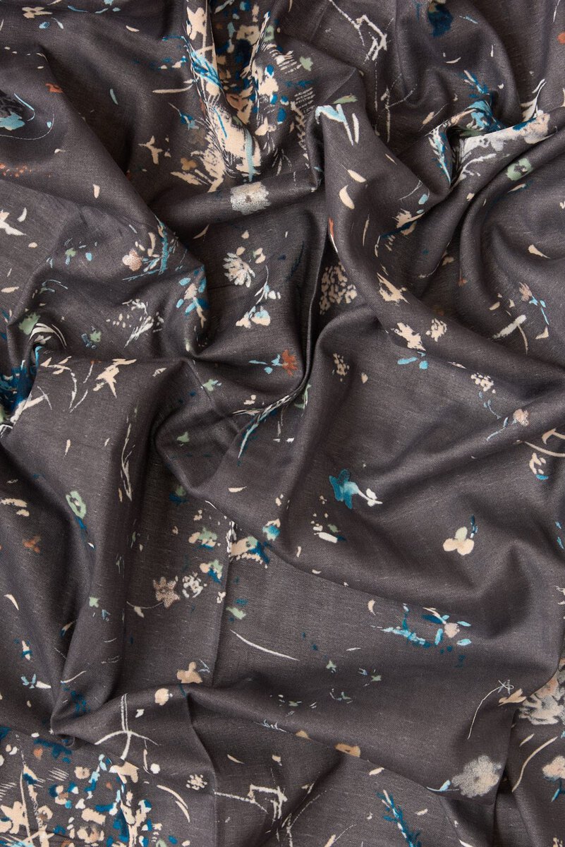 Nani IRO Double Gauze in Charcoal Floral - Image 5