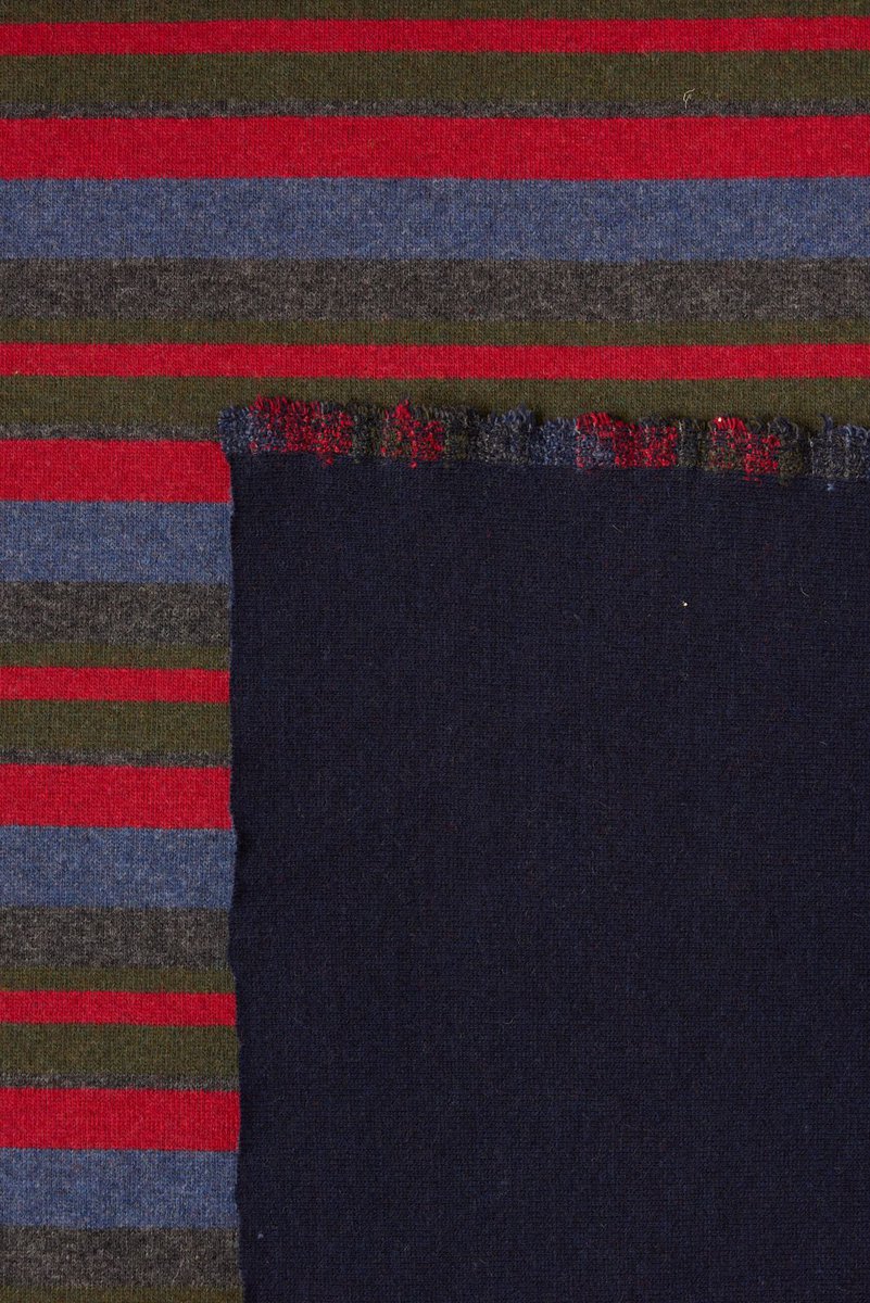 Designer Double Faced Wool Knit in Navy Stripe