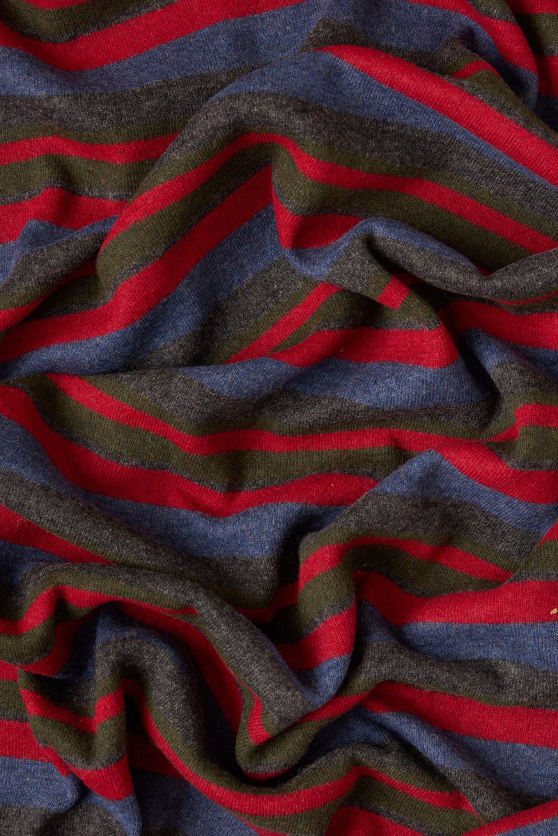 Designer Double Faced Wool Knit in Navy Stripe - Image 4