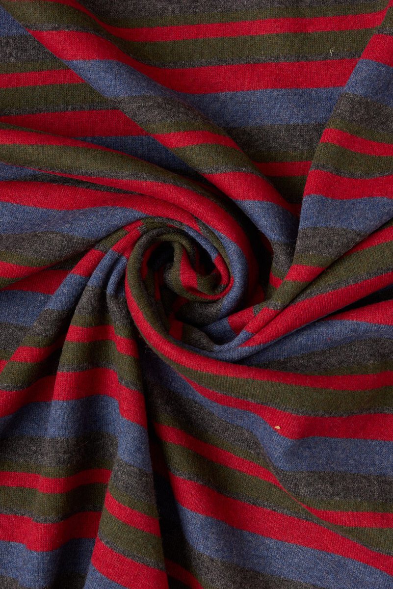 Designer Double Faced Wool Knit in Navy Stripe - Image 5