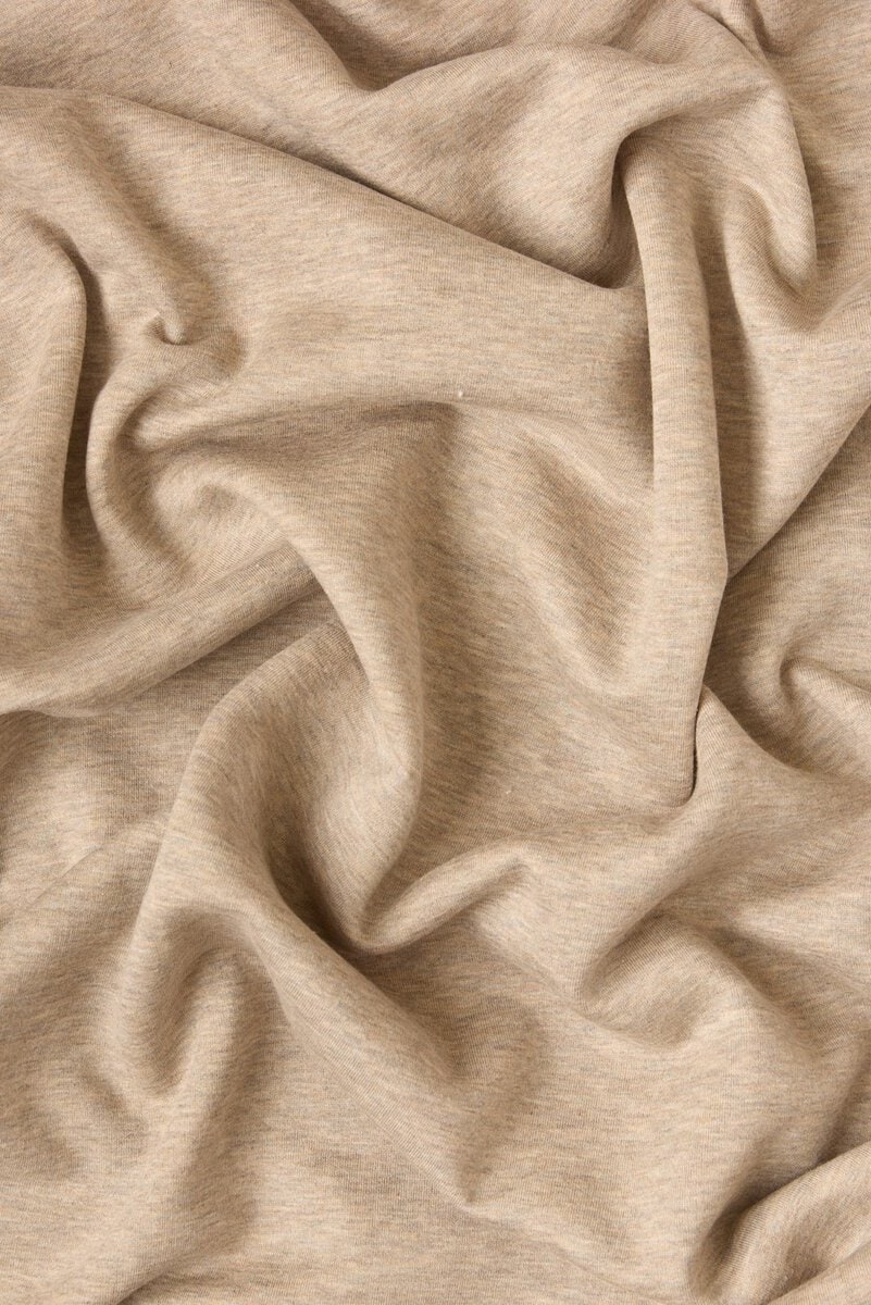 Designer Wool/Cotton Fleece Knit in Oatmeal - Image 4
